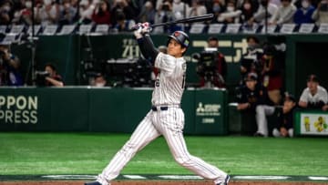 Japan's Shohei Ohtani bats during the World Baseball Classic (WBC) Pool B round game between Japan and Czech Republic at the Tokyo Dome in Tokyo on March 11, 2023. (Photo by Philip FONG / AFP) (Photo by PHILIP FONG/AFP via Getty Images)