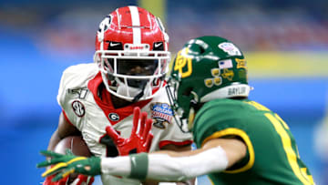 NEW ORLEANS, LOUISIANA - JANUARY 01: George Pickens #1 of the Georgia Bulldogs in action during the Allstate Sugar Bowl at Mercedes Benz Superdome on January 01, 2020 in New Orleans, Louisiana. (Photo by Sean Gardner/Getty Images)