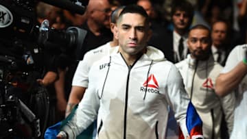 WINNIPEG, CANADA - DECEMBER 16: Ricardo Lamas prepares to enter the Octagon before facing Josh Emmett in their featherweight bout during the UFC Fight Night event at Bell MTS Place on December 16, 2017 in Winnipeg, Manitoba, Canada. (Photo by Josh Hedges/Zuffa LLC/Zuffa LLC via Getty Images)