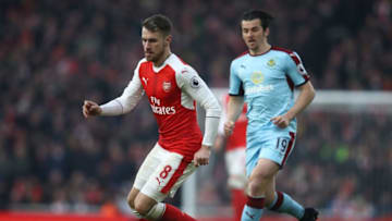 LONDON, ENGLAND - JANUARY 22: Aaron Ramsey of Arsenal in action during the Premier League match between Arsenal and Burnley at the Emirates Stadium on January 22, 2017 in London, England. (Photo by Julian Finney/Getty Images)