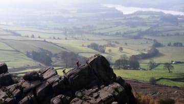 LEEK- NOVEMBER 06: People are seen enjoying their daily exercise as they walk at the Roaches in the Peak District on November 06, 2020 in Leek, Staffordshire . (Photo by Nathan Stirk/Getty Images)