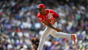 DENVER, CO - JULY 14: Raisel Iglesias #26 of the Cincinnati Reds pitches against the Colorado Rockies during a game at Coors Field on July 14, 2019 in Denver, Colorado. (Photo by Dustin Bradford/Getty Images)