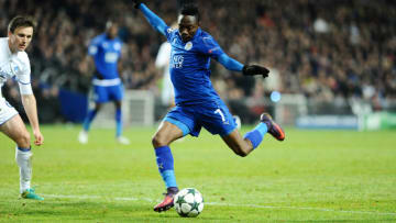 COPENHAGEN, DENMARK - NOVEMBER 02: Ahmed Musa of Leicester City in action during the UEFA Champions League match between FC Copenhagen and Leicester City at Telia Parken Stadium on November 02, 2016 in Copenhagen, Denmark. (Photo by Plumb Images/Leicester City FC via Getty Images)