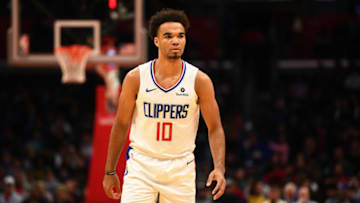 LOS ANGELES, CA - OCTOBER 09: Los Angeles Clippers Guard Jerome Robinson (2) looks on during an NBA preseason game between the Denver Nuggets and the Los Angeles Clippers on October 9, 2018 at STAPLES Center in Los Angeles, CA.