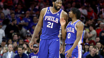 Joel Embiid, Tyrese Maxey, Philadelphia 76ers (Photo by Tim Nwachukwu/Getty Images)