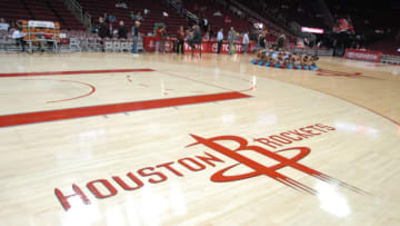 28 November 2010: Rockets floor logo prior to 99 - 98 win over Oklahoma City at the Toyota Center in Houston, TX. (Photo by John Rivera/Icon SMI/Icon Sport Media via Getty Images)