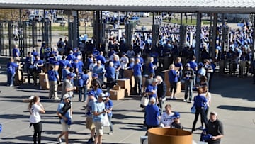 Apr 3, 2016; Kansas City, MO, USA; Baseball fans file into Kauffman Stadium before opening night between the Kansas City Royals and the New York Mets. Mandatory Credit: Peter G. Aiken-USA TODAY Sports