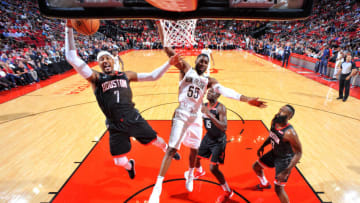 HOUSTON, TX - OCTOBER 17: Carmelo Anthony #7 of the Houston Rockets goes to the basket against the New Orleans Pelicans during a game on October 17, 2018 at Toyota Center, in Houston, Texas. NOTE TO USER: User expressly acknowledges and agrees that, by downloading and/or using this Photograph, user is consenting to the terms and conditions of the Getty Images License Agreement. Mandatory Copyright Notice: Copyright 2018 NBAE (Photo by Bill Baptist/NBAE via Getty Images)