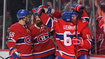 MONTREAL, QC - DECEMBER 15: Jesperi Kotkaniemi #15 of the Montreal Canadiens celebrates with teammates after scoring a goal against the Ottawa Senators in the NHL game at the Bell Centre on December 15, 2018 in Montreal, Quebec, Canada. (Photo by Francois Lacasse/NHLI via Getty Images)