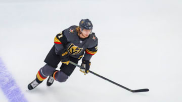 Vegas Golden Knights center William Karlsson (71) skates during the warmup period against the Chicago Blackhawks. Mandatory Credit: Sergei Belski-USA TODAY Sports