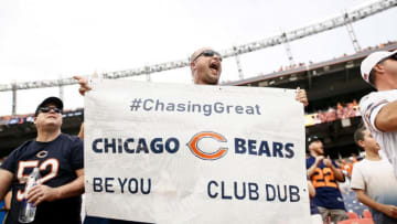 Sep 15, 2019; Denver, CO, USA; A Chicago Bears fan celebrates after the game against the Denver Broncos at Empower Field at Mile High. Mandatory Credit: Isaiah J. Downing-USA TODAY Sports
