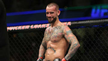 CLEVELAND, OH - SEPTEMBER 10: CM Punk reacts to his loss to Mickey Gall during the UFC 203 event at Quicken Loans Arena on September 10, 2016 in Cleveland, Ohio. (Photo by Rey Del Rio/Getty Images)