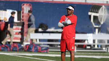 TUCSON, AZ - APRIL 14: Arizona Wildcats head coach Kevin Sumlin watches his team during the Arizona Wildcats spring football game on April 14, 2017, at Arizona Stadium in Tucson, AZ. (Photo by Jacob Snow/Icon Sportswire via Getty Images)
