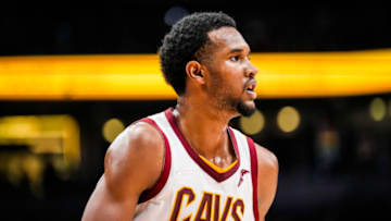 TORONTO, ON - NOVEMBER 5: Evan Mobley #4 of the Cleveland Cavaliers looks on against the Toronto Raptors during the first half of their basketball game at the Scotiabank Arena on November 5, 2021 in Toronto, Ontario, Canada. NOTE TO USER: User expressly acknowledges and agrees that, by downloading and/or using this Photograph, NOTE TO USER: User is consenting to the terms and conditions of the Getty Images License Agreement. (Photo by Mark Blinch/Getty Images)