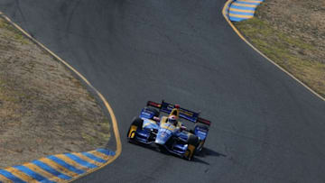 SONOMA, CA - SEPTEMBER 16: Alexander Rossi, driver of the #98 NAPA Auto Parts Honda, qualifies for the GoPro Grand Prix of Sonoma at Sonoma Raceway on September 16, 2017 in Sonoma, California. (Photo by Robert Reiners/Getty Images)