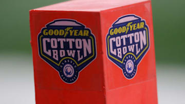 ARLINGTON, TX - JANUARY 02: A pylon is seen during the 81st Goodyear Cotton Bowl Classic between Western Michigan and Wisconsin at AT