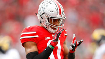 Nov 29, 2014; Columbus, OH, USA; Ohio State Buckeyes defensive back Vonn Bell (11) celebrates during the first half versus the Michigan Wolverines at Ohio Stadium. Ohio State won the game 42-28. Mandatory Credit: Joe Maiorana-USA TODAY Sports