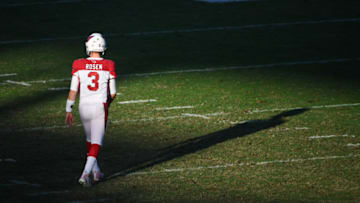 CARSON, CA - NOVEMBER 25: Quarterback Josh Rosen #3 of the Arizona Cardinals walks on the field during the game against the Los Angeles Chargers at StubHub Center on November 25, 2018 in Carson, California. (Photo by Harry How/Getty Images)
