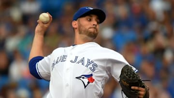 Jul 29, 2016; Toronto, Ontario, CAN; Toronto Blue Jays starting pitcher Marco Estrada (25) delivers a pitch against the Baltimore Orioles at Rogers Centre. Mandatory Credit: Dan Hamilton-USA TODAY Sports