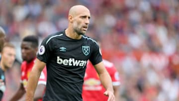 West Ham United's Pablo Zabaleta during the Premier League match at Old Trafford, Manchester. (Photo by Richard Sellers/PA Images via Getty Images)