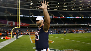 CHICAGO, ILLINOIS - AUGUST 29: Kyle Long #75 of the Chicago Bears waves to the fans following a preseason game against the Tennessee Titans at Soldier Field on August 29, 2019 in Chicago, Illinois. (Photo by Nuccio DiNuzzo/Getty Images)