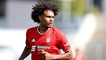 MUNICH, GERMANY - SEPTEMBER 19: Joshua Zirkzee of Bayern II looks on during the 3. Liga match between Bayern Muenchen II and Tuerkguecue Muenchen at Stadion an der Gruenwalder Straße on September 19, 2020 in Munich, Germany. (Photo by Alexander Hassenstein/Getty Images)