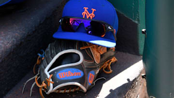 WASHINGTON, DC - APRIL 05: A New York Mets hat on the dugout stairs during the home opener against the Washington Nationals at Nationals Park on April 5, 2018 in Washington, DC. (Photo by G Fiume/Getty Images)