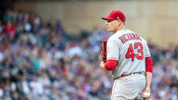 MINNEAPOLIS, MN- JUNE 08: Garrett Richards #43 of the Los Angeles Angels pitches against the Minnesota Twins on June 8, 2018 at Target Field in Minneapolis, Minnesota. The Angels defeated the Twins 4-2. (Photo by Brace Hemmelgarn/Minnesota Twins/Getty Images)