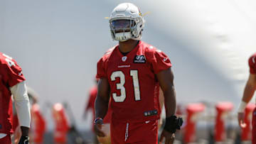 TEMPE, AZ - MAY 23: Arizona Cardinals running back David Johnson (31) warms up during the Arizona Cardinals OTA on May 23, 2018 at the Arizona Cardinals Training Facility in Tempe, Arizona. (Photo by Kevin Abele/Icon Sportswire via Getty Images)