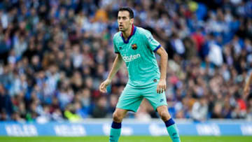 SAN SEBASTIAN, SPAIN - DECEMBER 14: Sergio Busquets of FC Barcelona during the La Liga Santander match between Real Sociedad v FC Barcelona at the Estadio Anoeta on December 14, 2019 in San Sebastian Spain (Photo by David S. Bustamante/Soccrates/Getty Images)