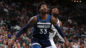 MILWAUKEE, WI - OCTOBER 17: Robert Covington #33 of the Minnesota Timberwolves plays defense against the Milwaukee Bucks . Copyright 2019 NBAE (Photo by Gary Dineen/NBAE via Getty Images).