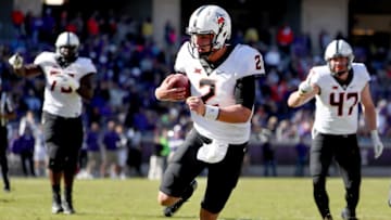 FORT WORTH, TX - NOVEMBER 19: Mason Rudolph #2 of the Oklahoma State Cowboys carries the ball to score a touchdown against the TCU Horned Frogs in the second half at Amon G. Carter Stadium on November 19, 2016 in Fort Worth, Texas. (Photo by Tom Pennington/Getty Images)