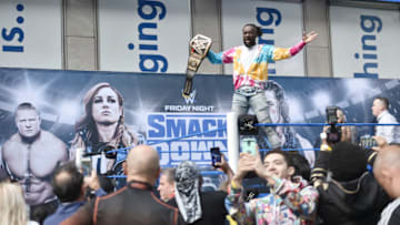 NEW YORK, NEW YORK - SEPTEMBER 30: WWE Champion Kofi Kingston is seen on the set of "FOX and Friends" on September 30, 2019 in New York City. (Photo by Bauzen/GC Images)