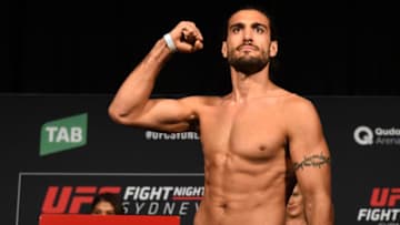 SYDNEY, AUSTRALIA - NOVEMBER 18: Elias Theodorou of Canada poses on the scale during the UFC Fight Night weigh-in on November 18, 2017 in Sydney, Australia. (Photo by Josh Hedges/Zuffa LLC/Zuffa LLC via Getty Images)