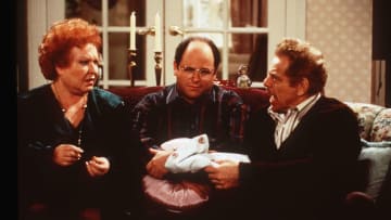 Jerry Stiller, Jason Alexander, and Estelle Harris in Seinfeld.