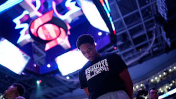 TORONTO, CANADA - FEBRUARY 22: DeMar DeRozan #10 of the San Antonio Spurs stands for the National Anthem prior to a game against the Toronto Raptors (Photo by Mark Blinch/NBAE via Getty Images)