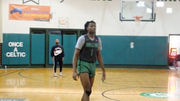 Congolese basketball player Jonathan Kuminga is seen during practice at Patrick School, in Hillside New Jersey on December 24, 2019. (Photo by Thomas URBAIN / AFP) (Photo by THOMAS URBAIN/AFP via Getty Images)