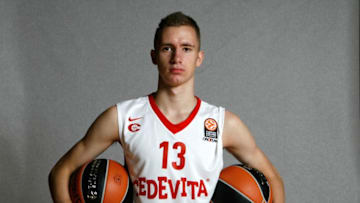 ZAGREB, CROATIA - SEPTEMBER 23: Dzanan Musa, #13 of Cedevita Zagreb poses during the 2015/2016 Turkish Airlines Euroleague Basketball Media Day at Cedevita Basketball Dome on September 23, 2015 in Zagreb, Croatia. (Photo by Robert Valai/EB via Getty Images)