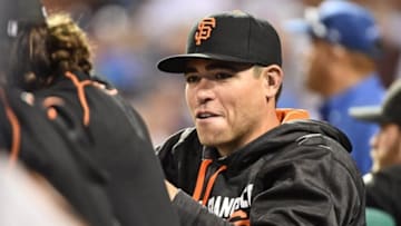 Aug 2, 2016; Philadelphia, PA, USA; San Francisco Giants pitcher Matt Moore (45) on the bench during game against the Philadelphia Phillies at Citizens Bank Park. The Phillies defeated the Giants, 13-8. Mandatory Credit: Eric Hartline-USA TODAY Sports