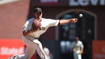 Aug 12, 2015; San Francisco, CA, USA; San Francisco Giants relief pitcher Javier Lopez (49) pitches the ball against the Houston Astros during the eighth inning at AT&T Park. Mandatory Credit: Kelley L Cox-USA TODAY Sports