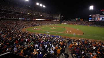 Oct 11, 2016; San Francisco, CA, USA; A general view of ATT&T Park during game four of the 2016 NLDS playoff baseball game. Mandatory Credit: Kelley L Cox-USA TODAY Sports