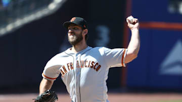 NEW YORK, NY - AUGUST 23: Madison Bumgarner #40 of the San Francisco Giants pitches against the New York Mets during their game at Citi Field on August 23, 2018 in New York City. (Photo by Al Bello/Getty Images)