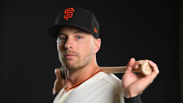SCOTTSDALE, AZ - FEBRUARY 21: Austin Slater #53 of the San Francisco Giants poses during the Giants Photo Day on February 21, 2019 in Scottsdale, Arizona. (Photo by Jamie Schwaberow/Getty Images)