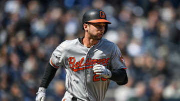 NEW YORK, NEW YORK - MARCH 28: Joey Rickard #23 of the Baltimore Orioles runs to first base during the sixth inning of the game against the New York Yankees during Opening Day at Yankee Stadium on March 28, 2019 in the Bronx borough of New York City. (Photo by Sarah Stier/Getty Images)
