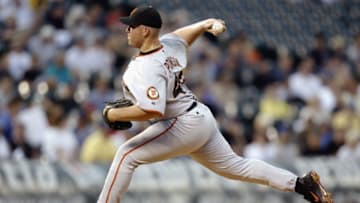 DENVER - AUGUST 27: Starting pitcher Sidney Ponson #43 of the San Francisco Giants delivers a pitch against the Colorado Rockies in the first inning during the game at Coors Field on August 27, 2003 in Denver, Colorado. The Giants won 6-4. (Photo by Brian Bahr/Getty Images)
