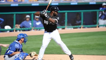 GLENDALE, AZ - MARCH 5: Courtney Hawkins #86 of the Chicago White Sox bats during the game against the Los Angeles Dodgers on March 5, 2015 at Camelback Ranch-Glendale in Glendale, Arizona. The Dodgers defeated the White Sox 6-1. (Photo by Rich Pilling/Getty Images)