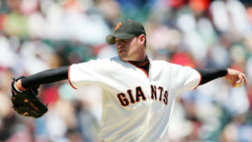 SAN FRANCISCO - JUNE 9: Noah Lowry #51 of the San Francisco Giants pitches during the Interleague game against the Kansas City Royals at SBC Park on June 9, 2005 in San Francisco, California. (Photo by Jed Jacobsohn/Getty Images)
