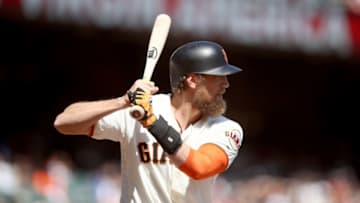 SAN FRANCISCO, CA - SEPTEMBER 14: Hunter Pence #8 of the San Francisco Giants bats against the San Diego Padres at AT&T Park on September 14, 2016 in San Francisco, California. (Photo by Ezra Shaw/Getty Images)