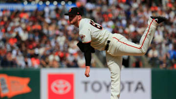 SAN FRANCISCO, CALIFORNIA - APRIL 27: Travis Bergen #60 of the San Francisco Giants pitches against the New York Yankees at Oracle Park on April 27, 2019 in San Francisco, California. (Photo by Daniel Shirey/Getty Images)