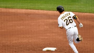 PITTSBURGH, PA - SEPTEMBER 24: Adam Frazier #26 of the Pittsburgh Pirates rounds the bases after hitting a solo home run in the third inning during the game against the Chicago Cubs at PNC Park on September 24, 2020 in Pittsburgh, Pennsylvania. (Photo by Justin Berl/Getty Images)